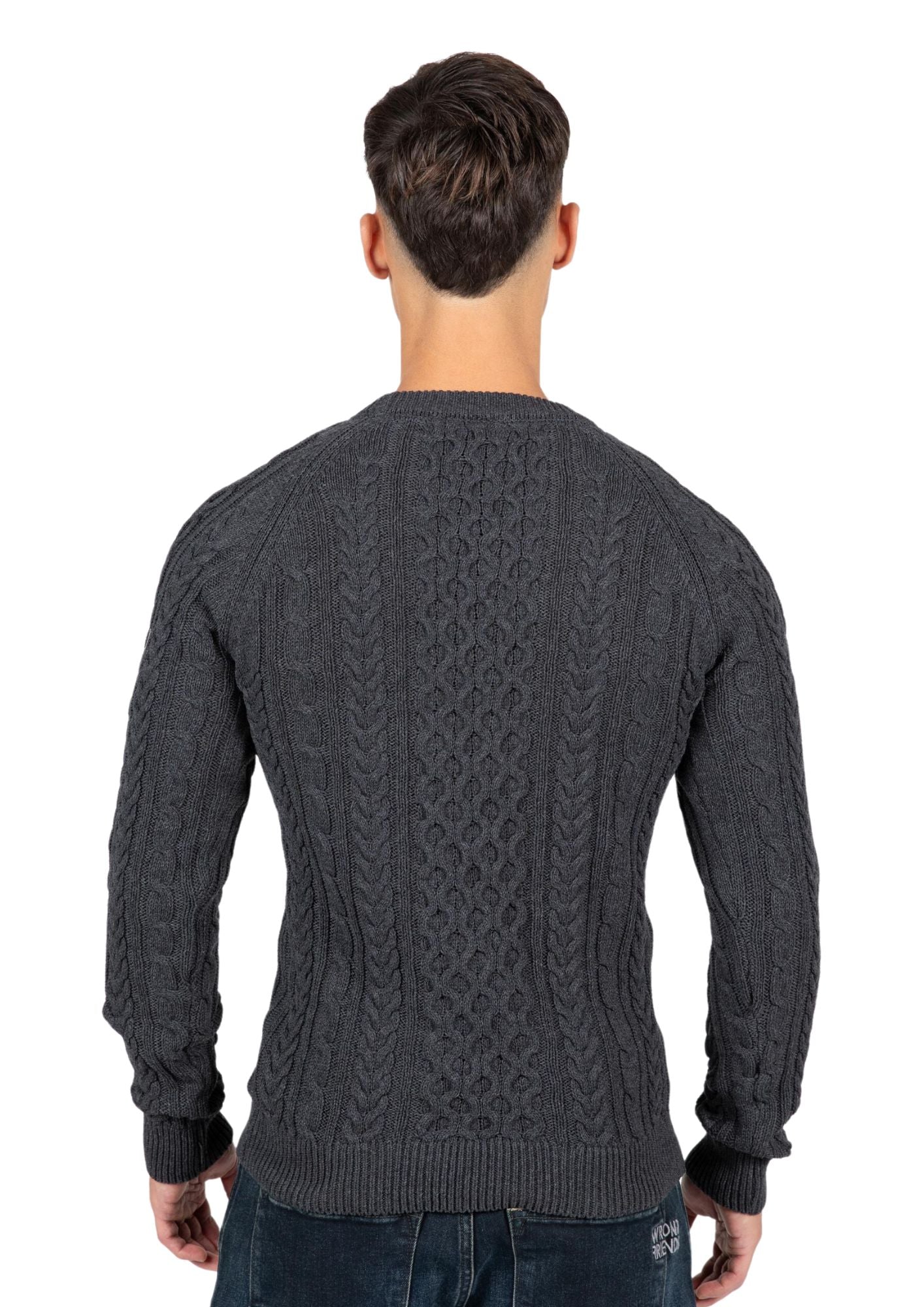 CORBY CABLE KNIT SWEATER (FW24-25) - DARK GREY
