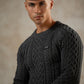 CORBY CABLE KNIT SWEATER - DARK GREY